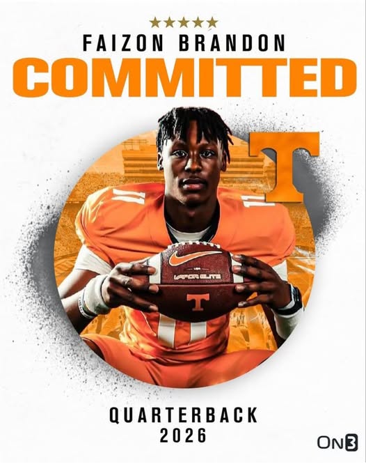 COMMITED: Faizon Brandon Commits to Tennessee Vols, Aiming to Strengthen the Future of Tennessee Football…….