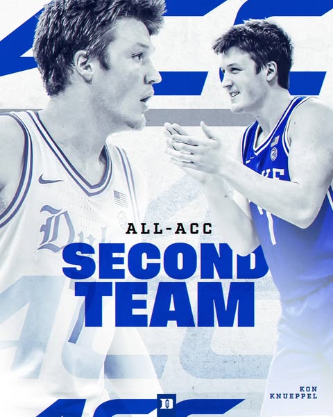 Duke is honored by the ACC: Cooper Flagg has been named ACC Player of the Year, ACC Rookie of the Year, All ACC First Team, All ACC Rookie Team, and All ACC Defensive Team… Read more