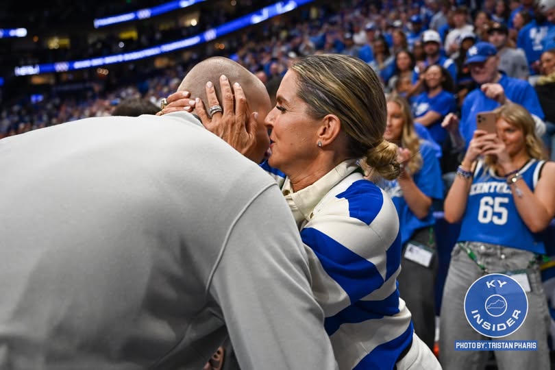 News Update: Mark Pope and Lee Anne Pope after Kentucky’s last second win over Oklahoma, his first SEC Tournament game as a coach……